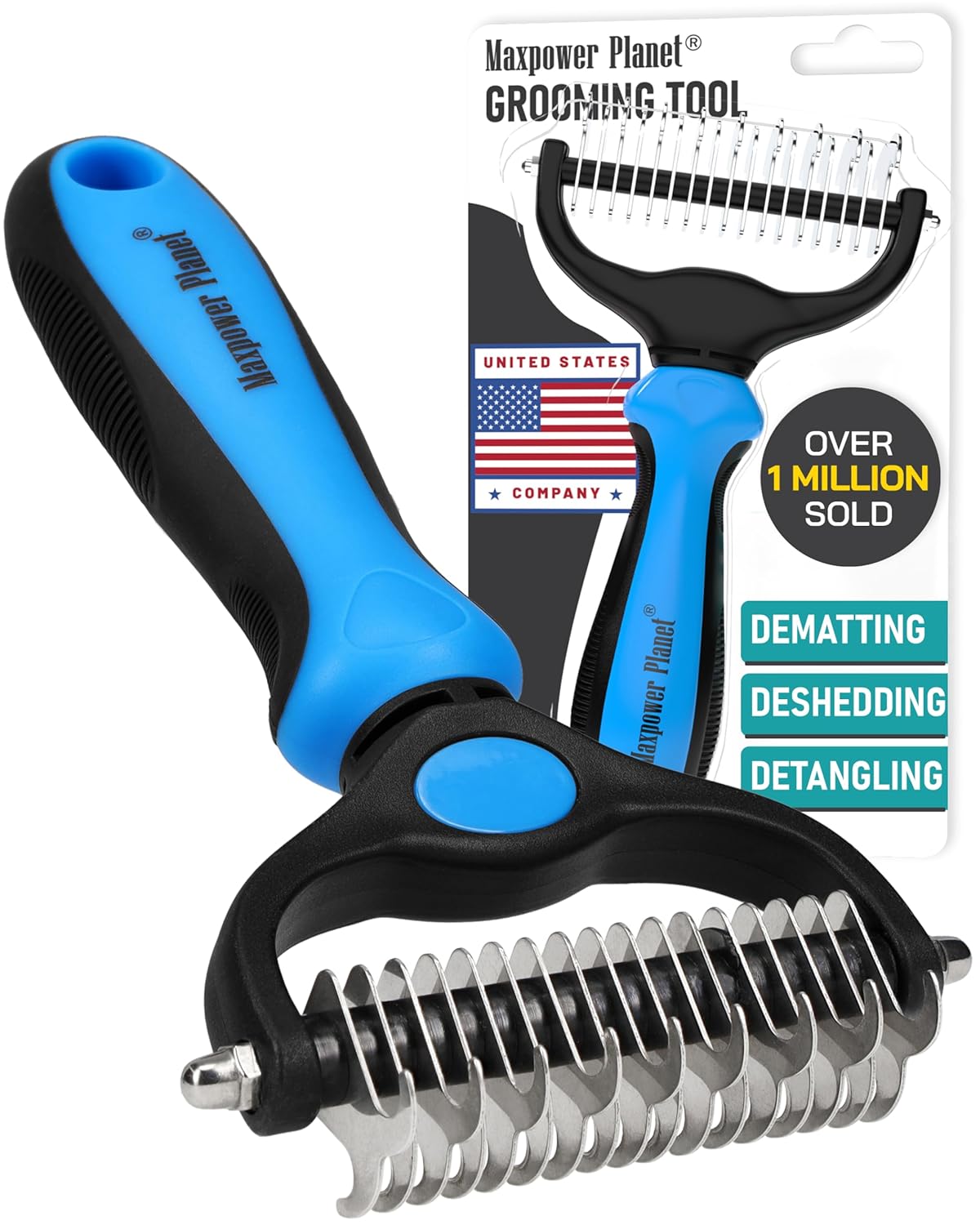 Deshedding Rake for removing thick undercoats