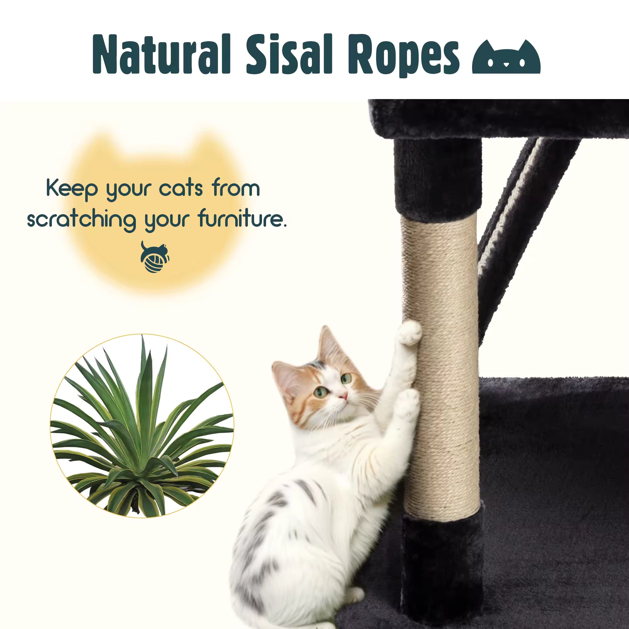 HOOMIC 65 in Multi-Level Large Cat Tree Tower, Sturdy Cat Condo with Cozy Plush Perches, Baskets & Sisal Scratching Posts for Indoor Cats and Kittens