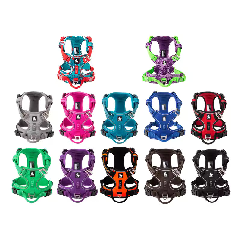Truelove Pet Adjustable Reflective Dog Harness, No-Pull Nylon Vest for Dogs, Safety Walking & Running Harness with Vehicle Lead