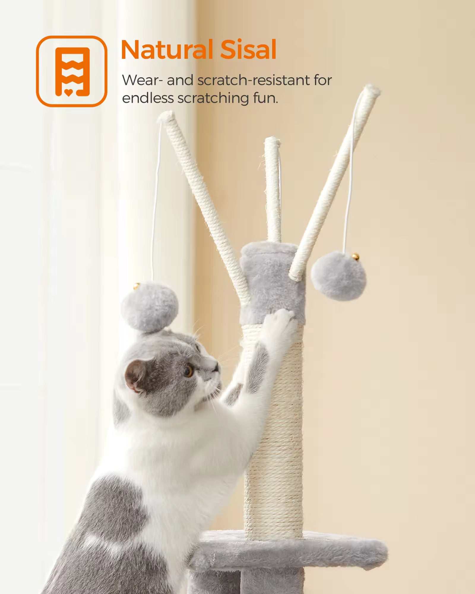 Feandrea Multi-Level Cat Tree 46.5-Inch Indoor Cat Tower with Plush Condo House, Scratching Posts, Ramp & Play Space for Kittens and Adult Cats