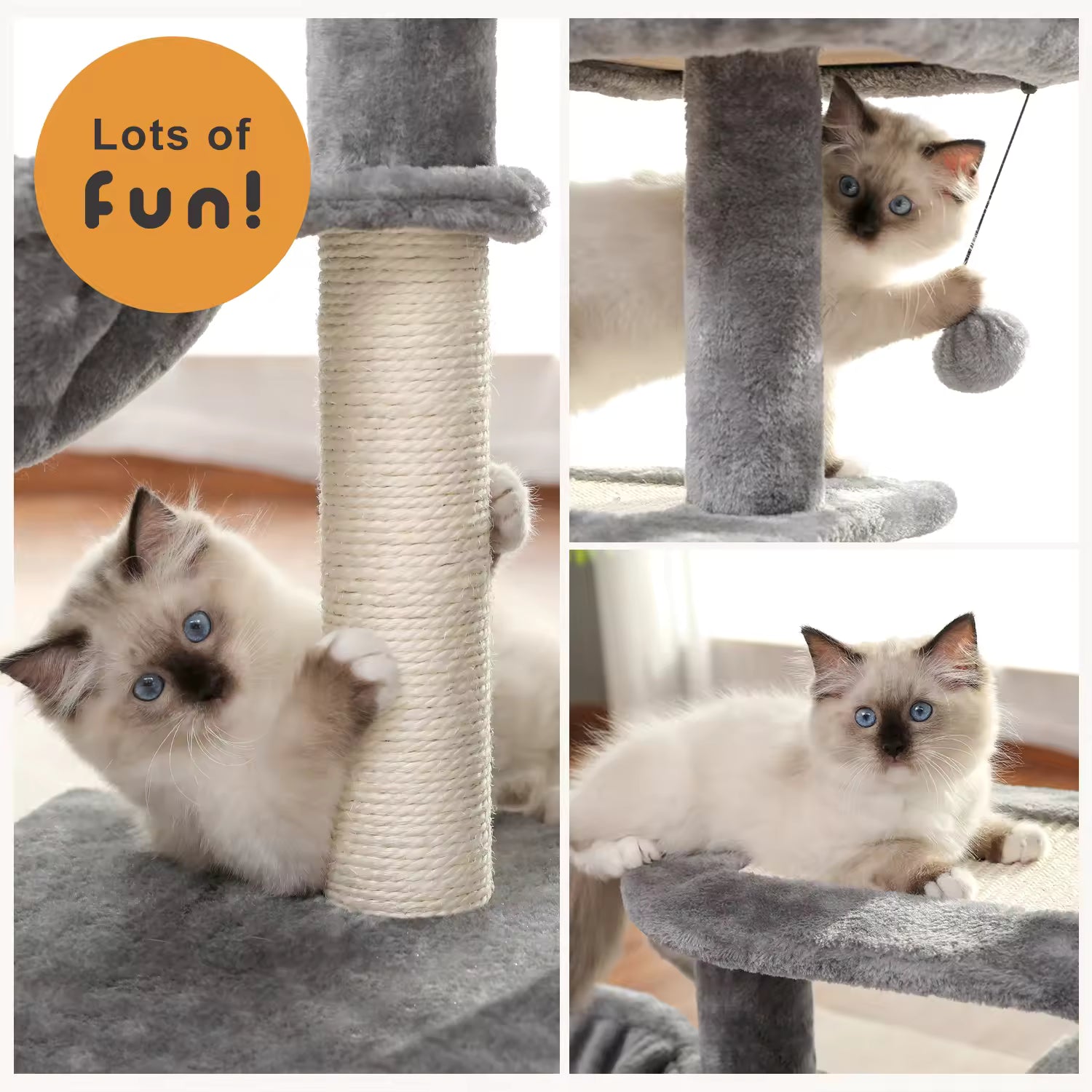 Small 80cm Cat Tree for Indoor Kittens Cozy Plush Condo, Natural Sisal Scratching Posts, Climbing Board & Comfortable Top Perch for Kittens