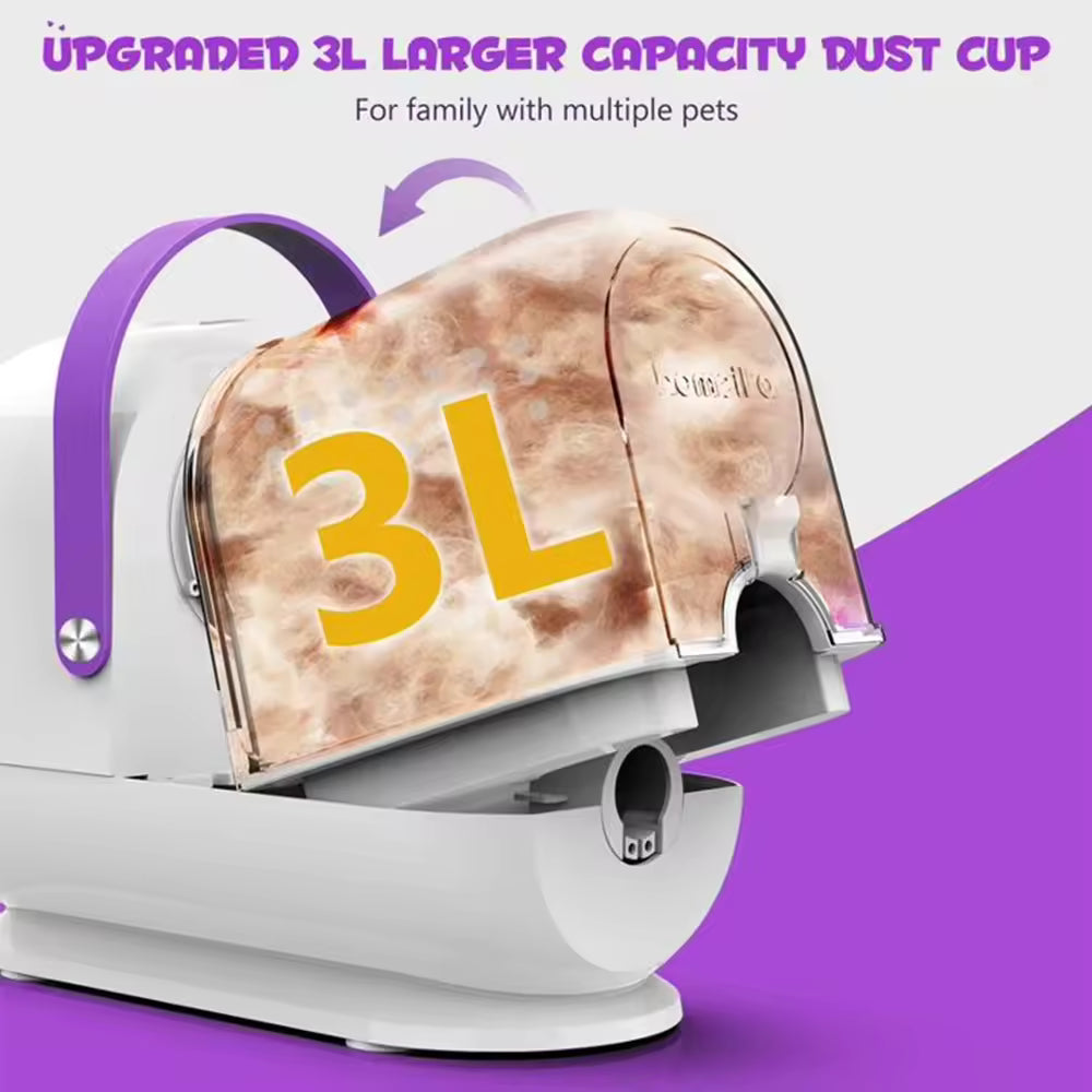 Homeika Pet Grooming Kit- 3L Dog Hair Vacuum with 99% Suction, Quiet Groomer for Dogs & Cats, Includes Hair Removal Brush