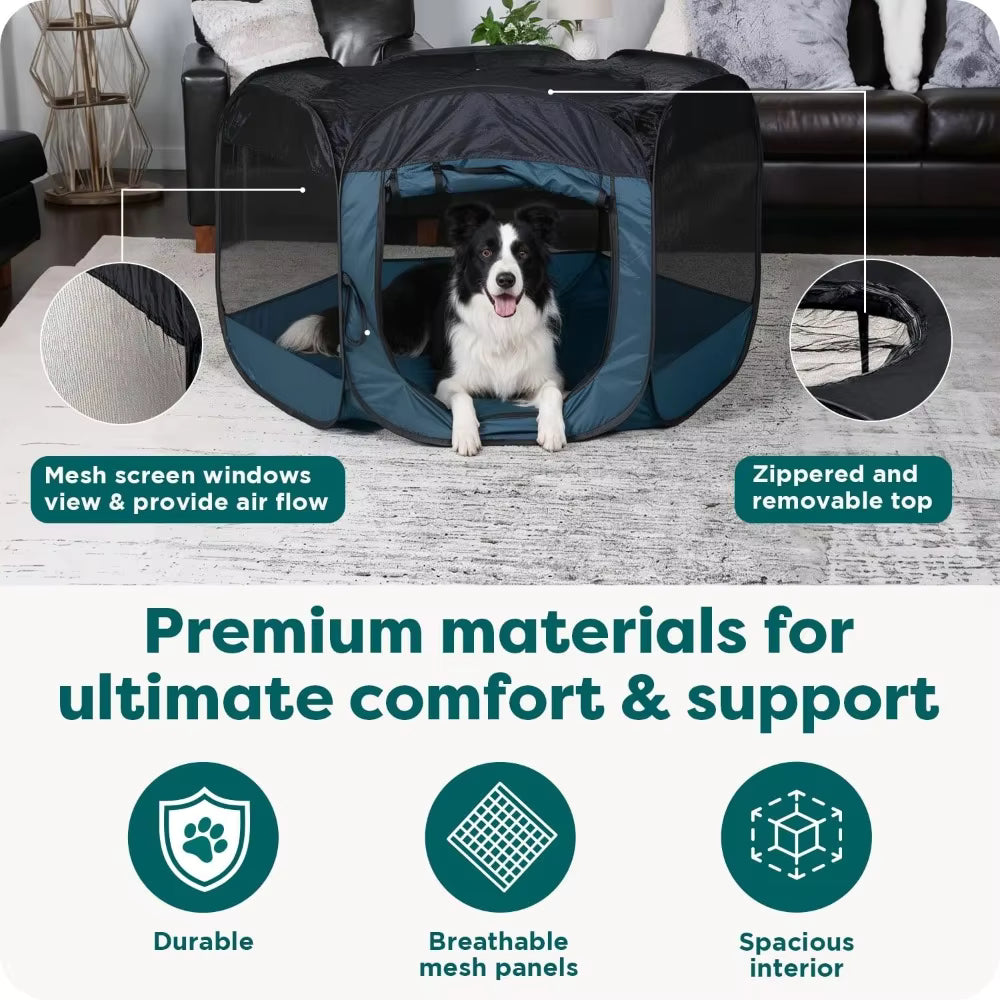 Extra Large Foldable Portable Pet Playpen for Dogs & Cats Indoor/Outdoor Enclosure with Mesh Sides
