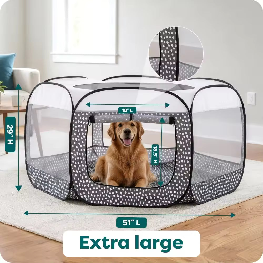 Extra Large Foldable Portable Pet Playpen for Dogs & Cats Indoor/Outdoor Enclosure with Mesh Sides