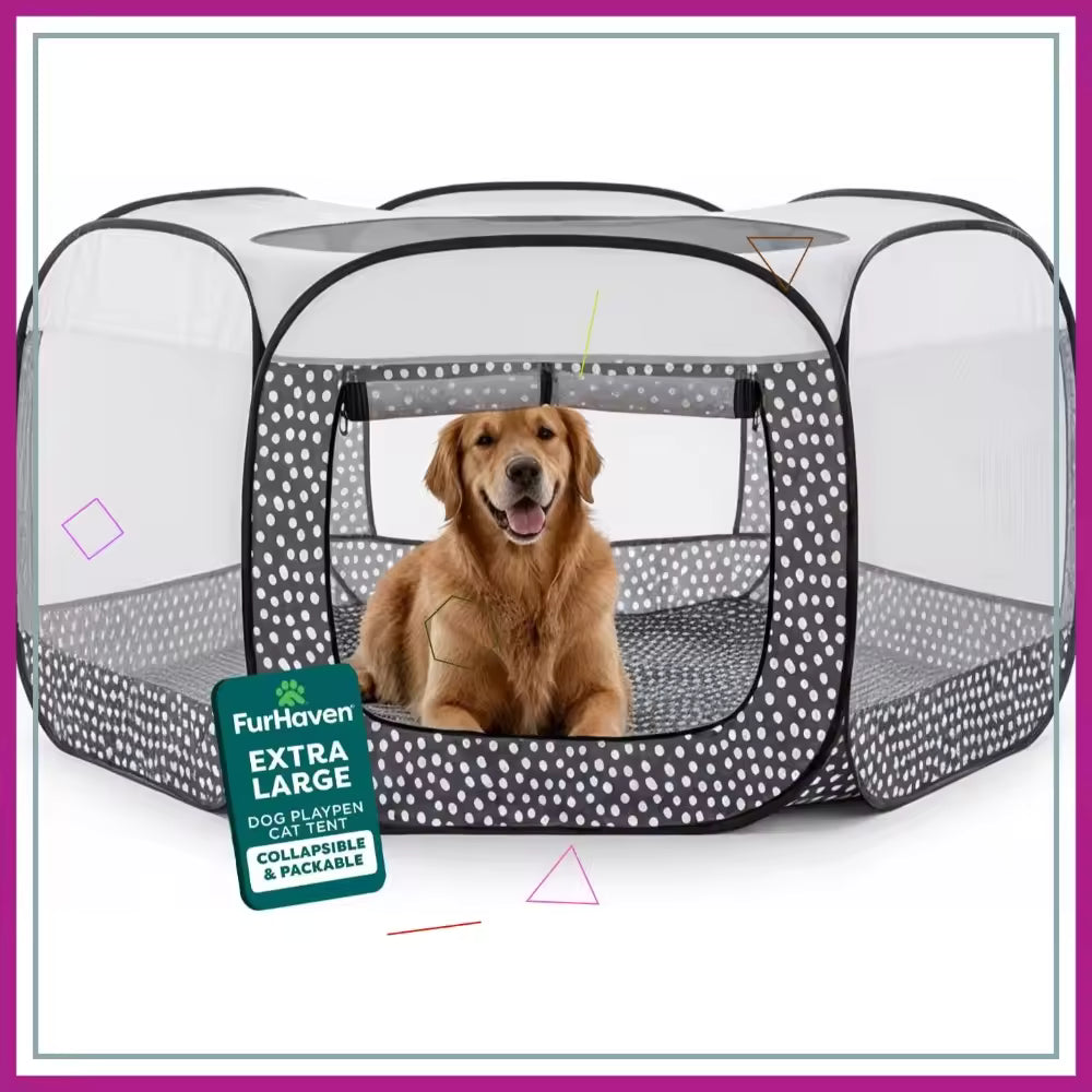 Extra Large Foldable Portable Pet Playpen for Dogs & Cats Indoor/Outdoor Enclosure with Mesh Sides