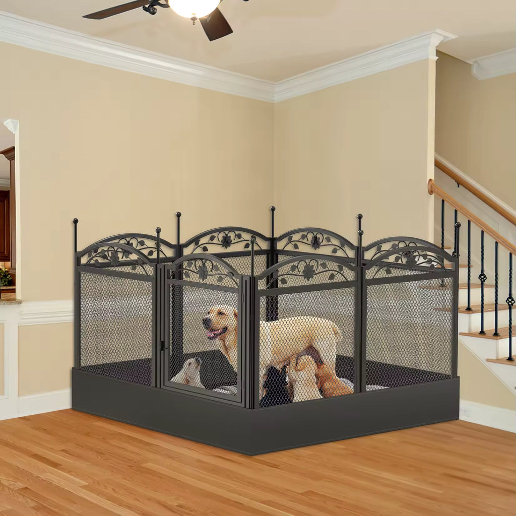 Foldable Heavy-Duty 8-Panel Dog Playpen – Indoor/Outdoor Puppy Fence & Pet Enclosure with Waterproof Whelping and Training Pad