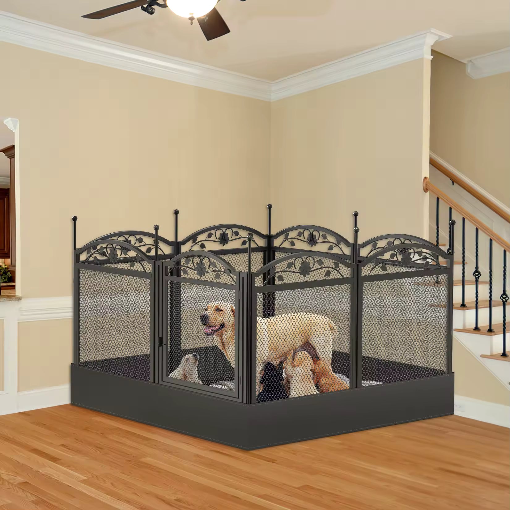 Foldable Heavy-Duty 8-Panel Dog Playpen – Indoor/Outdoor Puppy Fence & Pet Enclosure with Waterproof Whelping and Training Pad