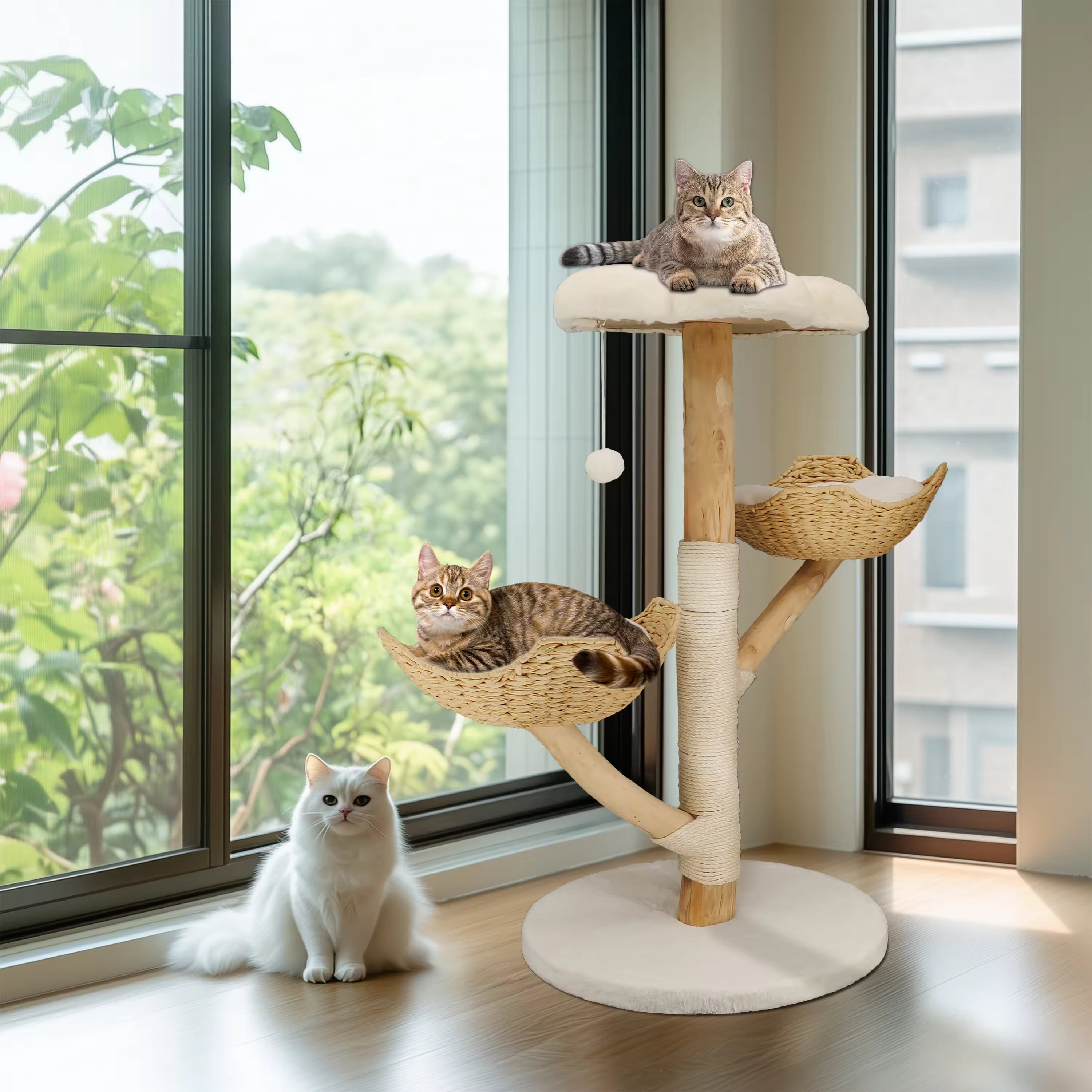 Multi-Level Tall Cat Tree for Indoor Cats, Large Plush Cat Tower with Scratching Posts, Boards, Cozy Caves & Climbing Condo for Cat