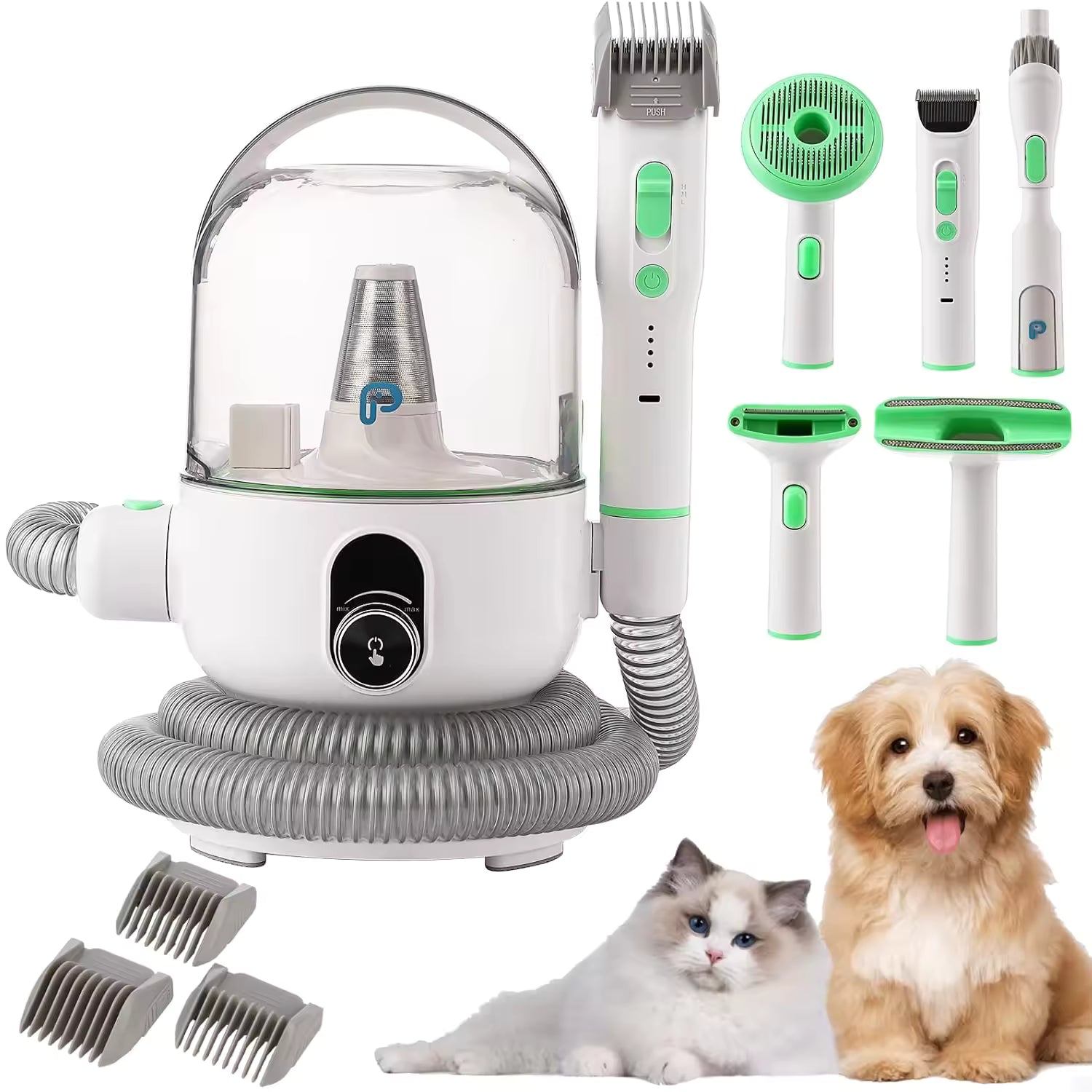 Pet Grooming 2L Vacuum Suction Kit, Quiet Professional Dog & Cat Grooming Set with 99% Hair Suction and 5 Essential Grooming Tools