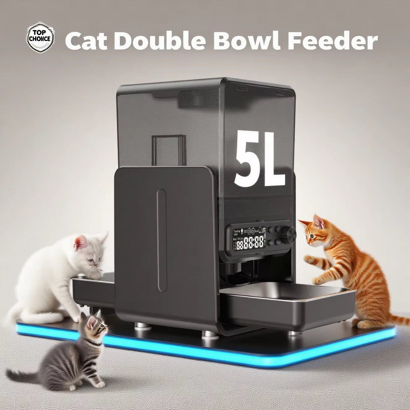 Automatic Smart Pet Feeder for Cats & Dogs, Programmable Food Dispenser, Timed and Quantitative Feeding with Slow Feed Mode for Healthy Diet