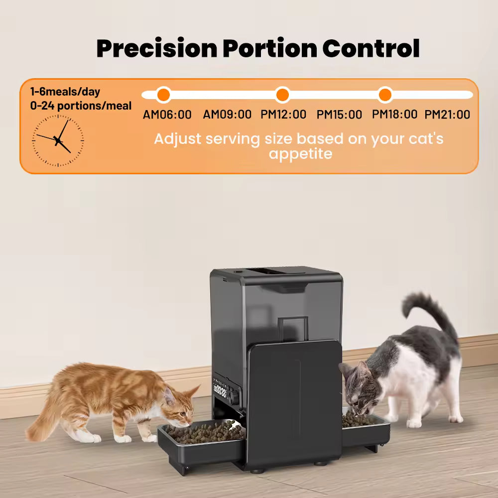 Automatic Smart Pet Feeder for Cats & Dogs, Programmable Food Dispenser, Timed and Quantitative Feeding with Slow Feed Mode for Healthy Diet