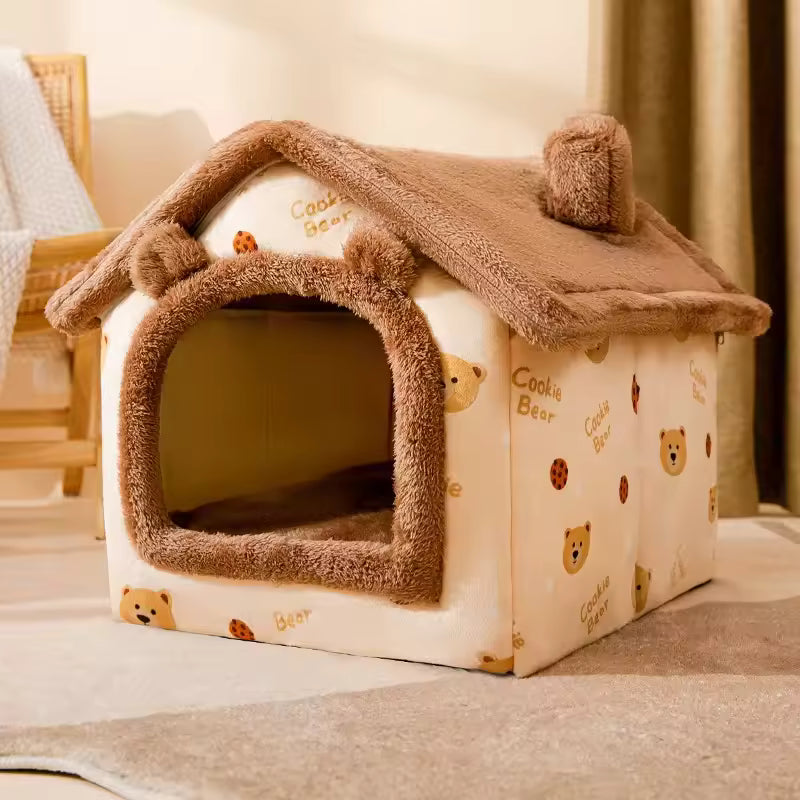 Dog Kennel Indoor Warm Soft Comfortable Puppy House Removable Small Dog Bed Cave, Winter Warm Pet Sleeping Mat, Portable Cozy Pet Bed