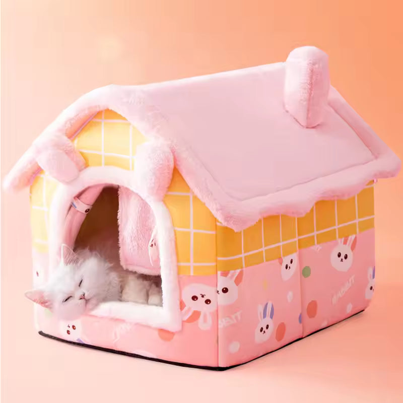 Dog Kennel Indoor Warm Soft Comfortable Puppy House Removable Small Dog Bed Cave, Winter Warm Pet Sleeping Mat, Portable Cozy Pet Bed