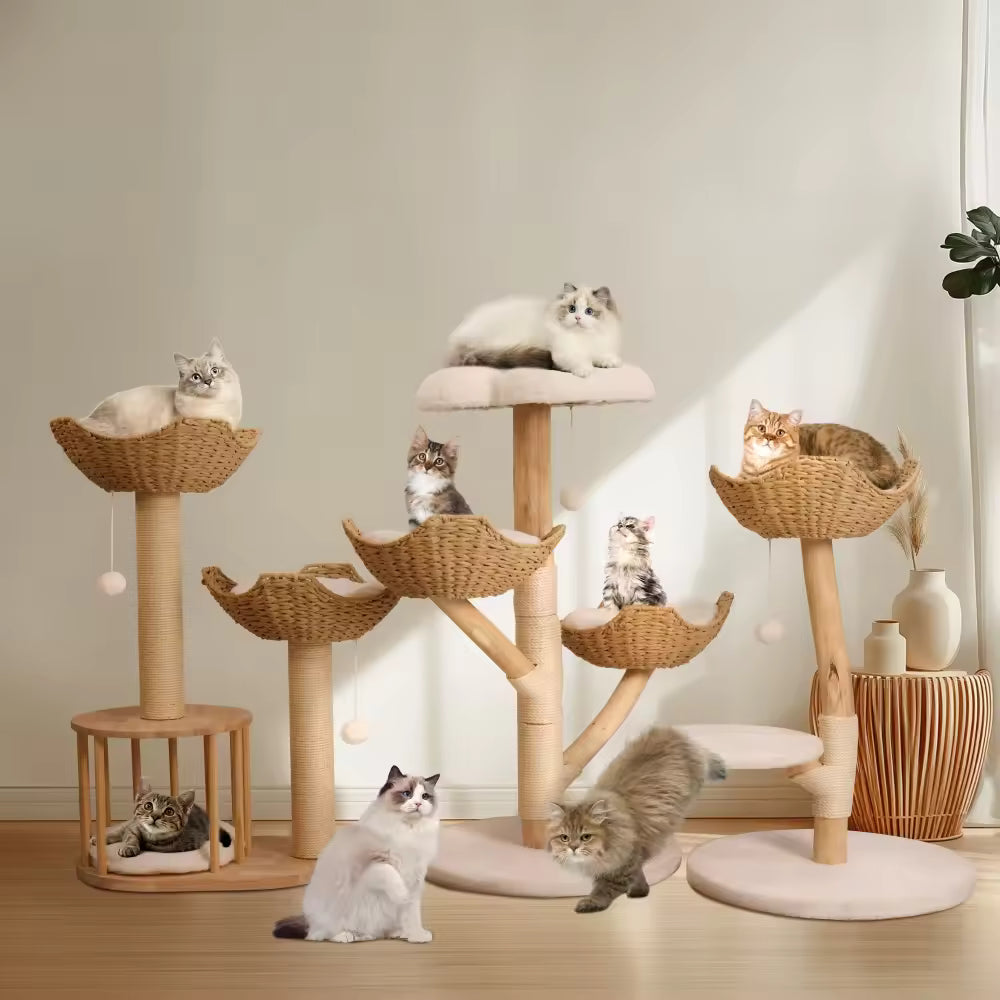 Multi-Level Tall Cat Tree for Indoor Cats, Large Plush Cat Tower with Scratching Posts, Boards, Cozy Caves & Climbing Condo for Cat