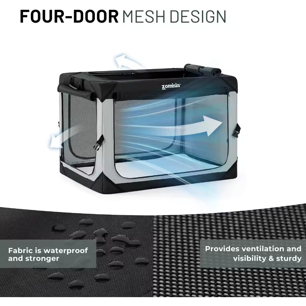 30 Inch Foldable Soft Dog Crate for Medium Dogs Portable Travel Kennel with Breathable Mesh Indoor/Outdoor Pet Carrier