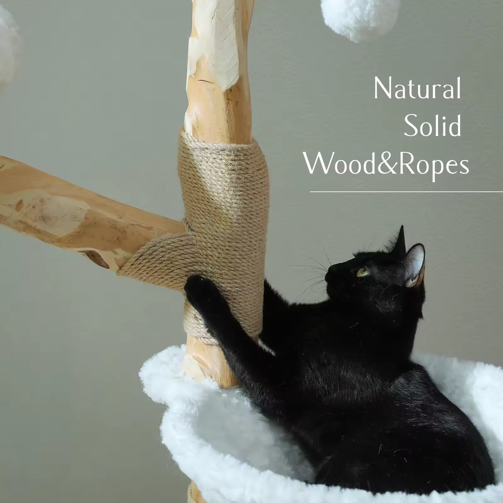 Modern Indoor Large Cat Tree Tower, Cat Condo with Sisal Scratching Post, Wicker Basket Bed, Flower Design For Kittens & Adult Cat