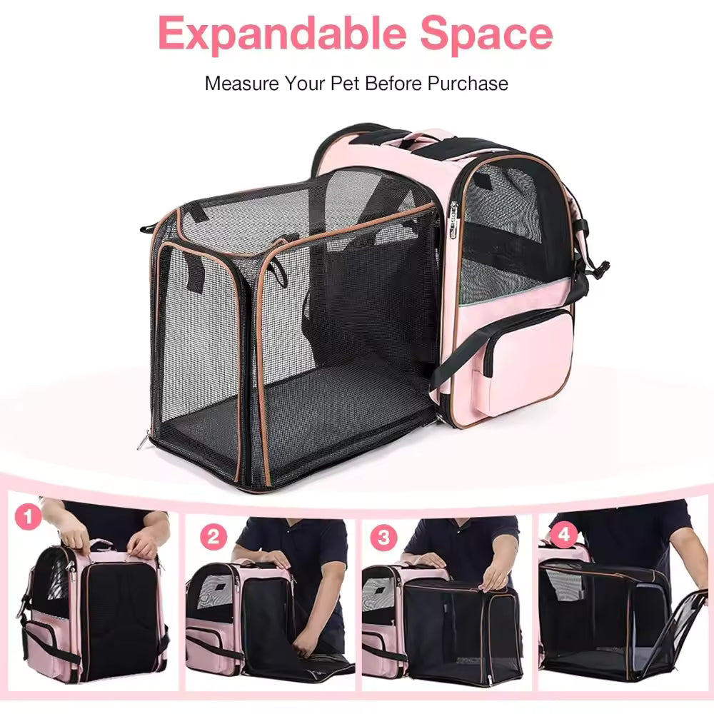 Large Cat Backpack Carrier Expandable Foldable Pet Carrier Backpack for Small Dogs Puppy Medium Cats Fit Up to 18 Lbs