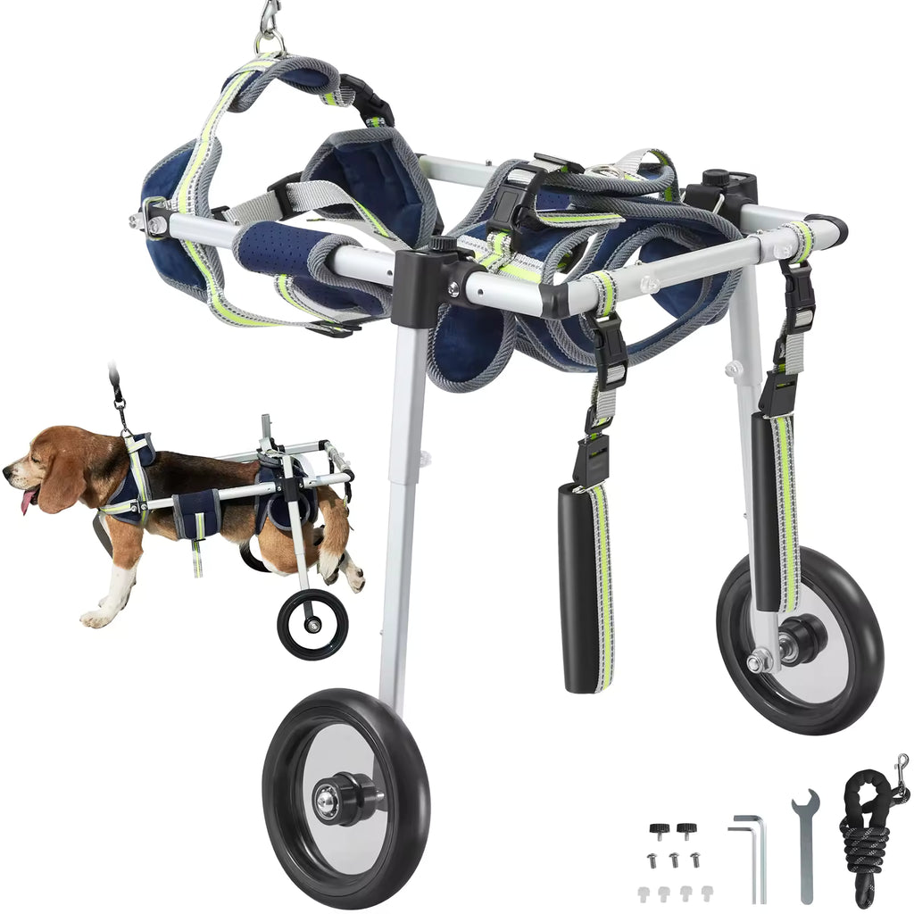 SucceBuy 2-Wheels Dog Wheelchair for Back Legs – Adjustable Pet Mobility Cart for Disabled, Injured, or Paralyzed Dogs with Hind-Leg Weakness