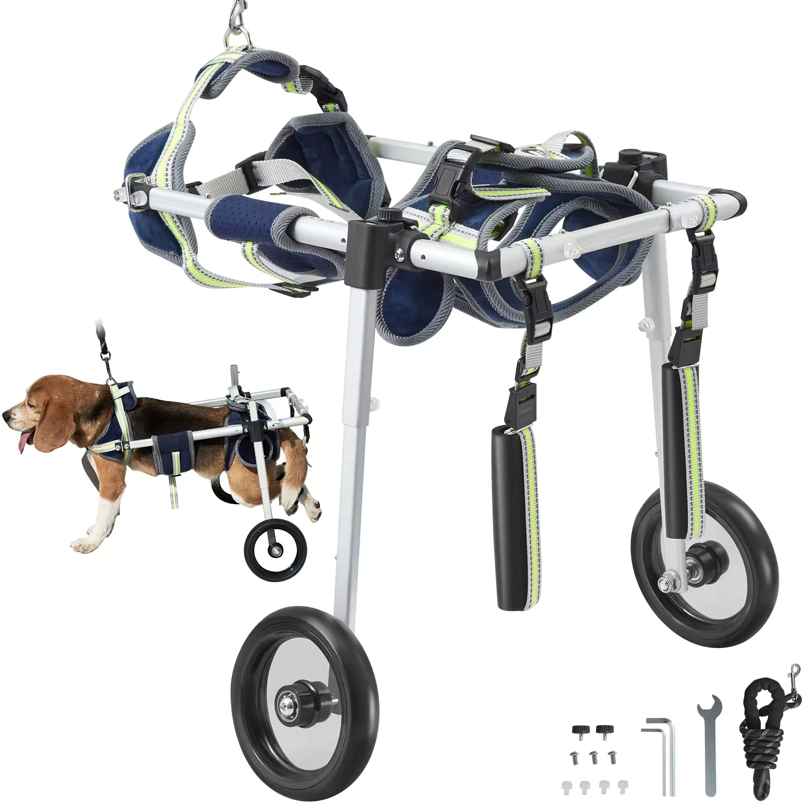SucceBuy 2-Wheels Dog Wheelchair for Back Legs – Adjustable Pet Mobility Cart for Disabled, Injured, or Paralyzed Dogs with Hind-Leg Weakness