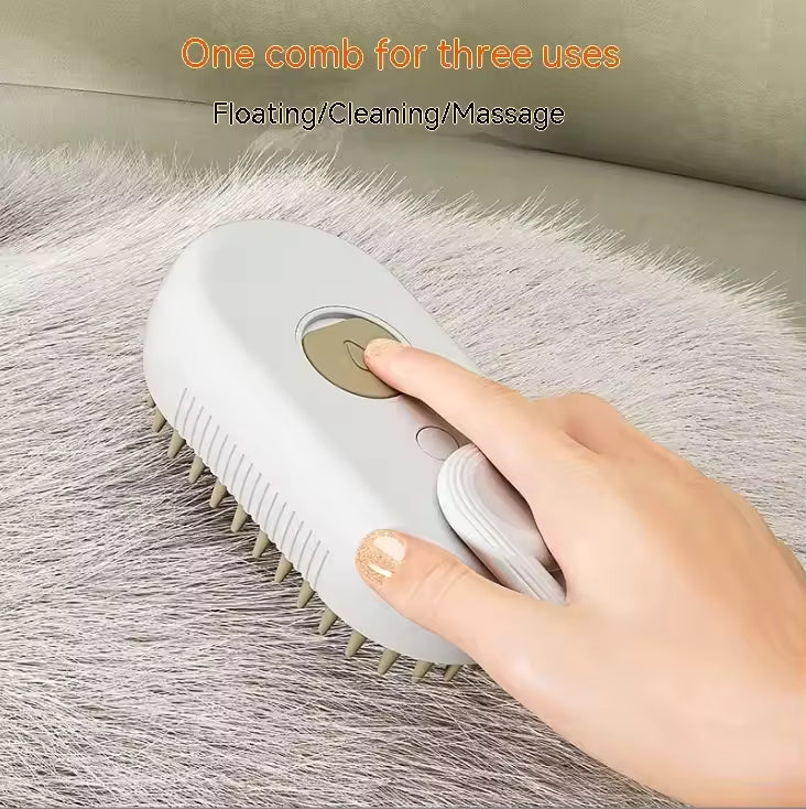 Pet Spray Comb for Cats & Dogs – Hair Removal, Electric Massage Grooming Brush, One-Key Spray, Anti-Flying, Cleans and Soothes Pet Hair