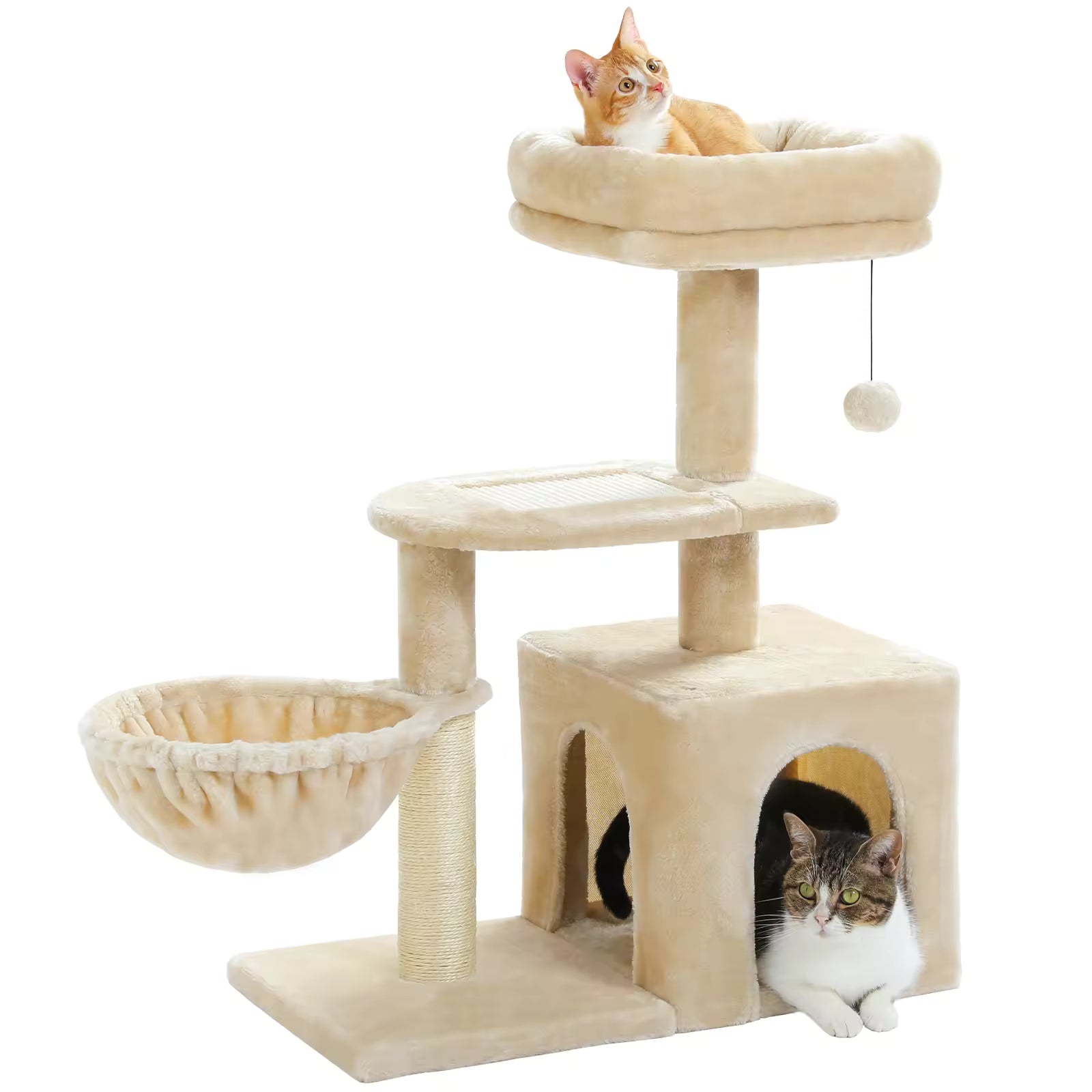 Small 80cm Cat Tree for Indoor Kittens Cozy Plush Condo, Natural Sisal Scratching Posts, Climbing Board & Comfortable Top Perch for Kittens