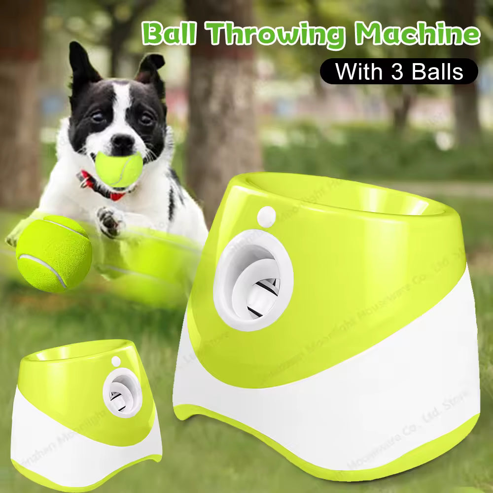 Pet Prime Dog Fetch Machine – Automatic Ball Thrower with 3 Tennis Balls, Indoor/Outdoor Interactive Toy for Small, Medium, and Large Dogs