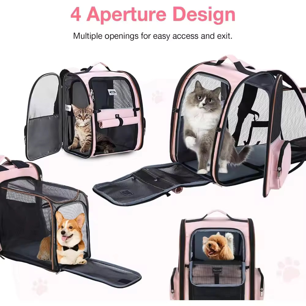 Large Cat Backpack Carrier Expandable Foldable Pet Carrier Backpack for Small Dogs Puppy Medium Cats Fit Up to 18 Lbs