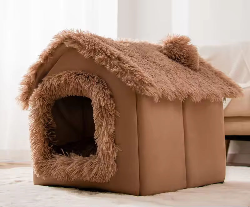 Dog Kennel Indoor Warm Soft Comfortable Puppy House Removable Small Dog Bed Cave, Winter Warm Pet Sleeping Mat, Portable Cozy Pet Bed