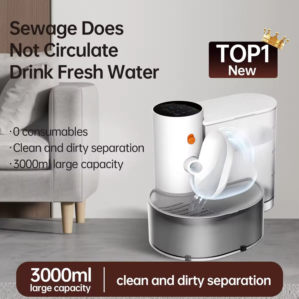 Automatic Pet Water Dispenser & Fountain, Smart Rechargeable Wireless Water Feeder for Cats, Dogs, Puppies & Kittens