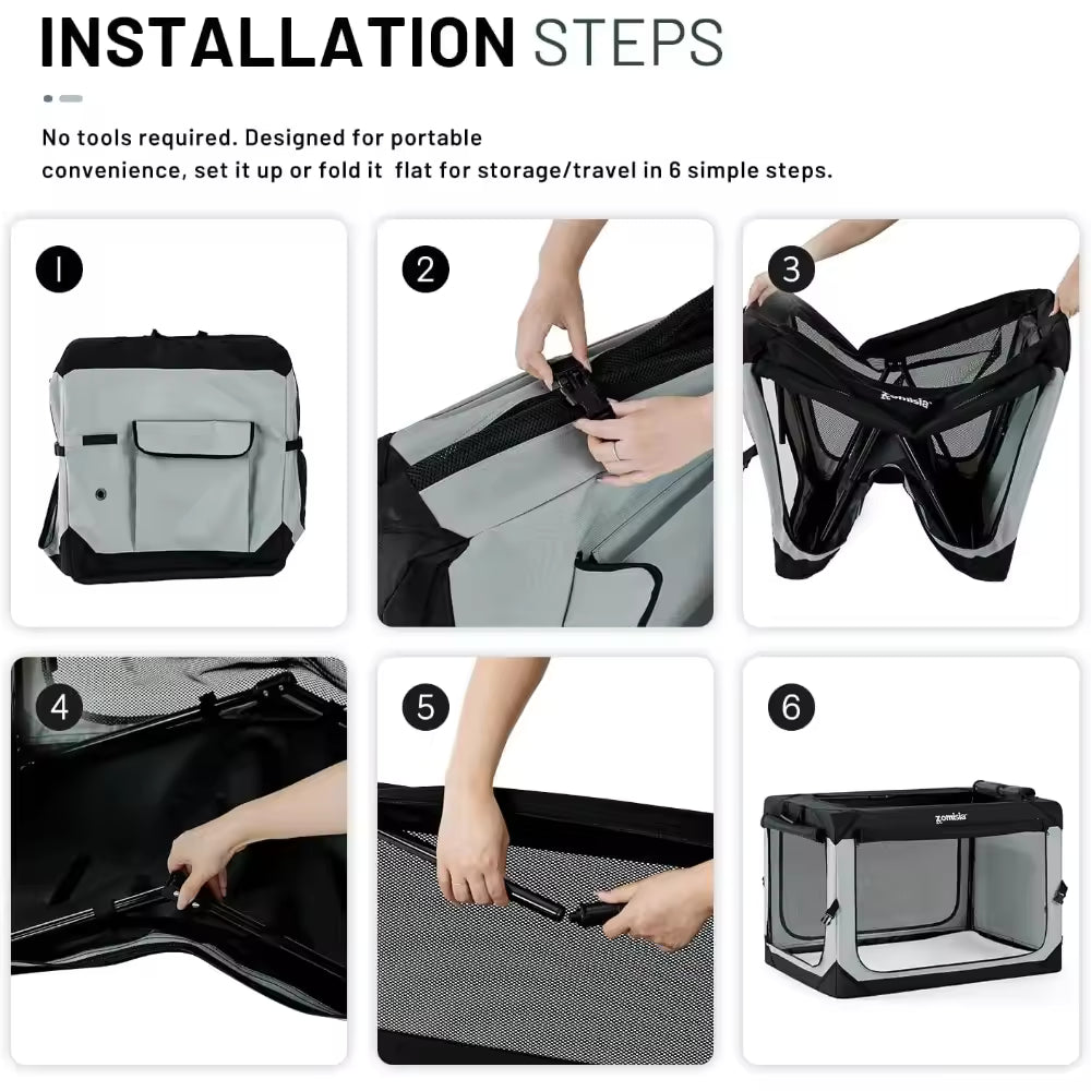 30 Inch Foldable Soft Dog Crate for Medium Dogs Portable Travel Kennel with Breathable Mesh Indoor/Outdoor Pet Carrier