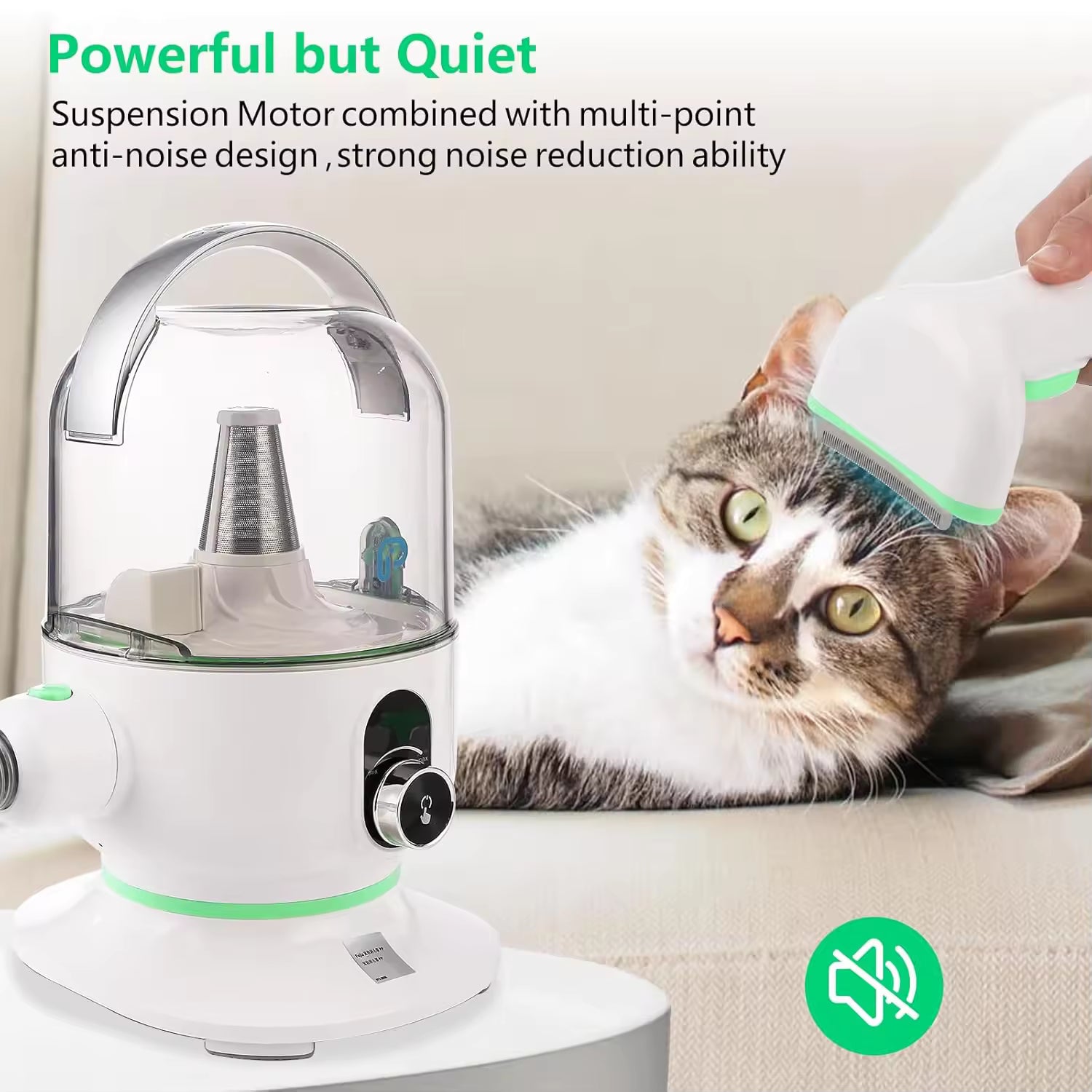 Pet Grooming 2L Vacuum Suction Kit, Quiet Professional Dog & Cat Grooming Set with 99% Hair Suction and 5 Essential Grooming Tools