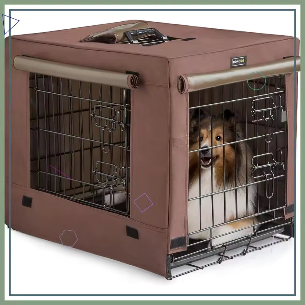 Collapsible Metal Crate for Small Dogs & Cats, Double Door Kennel with Removable Tray, Portable Pet Cage (24x18x20 Inches)