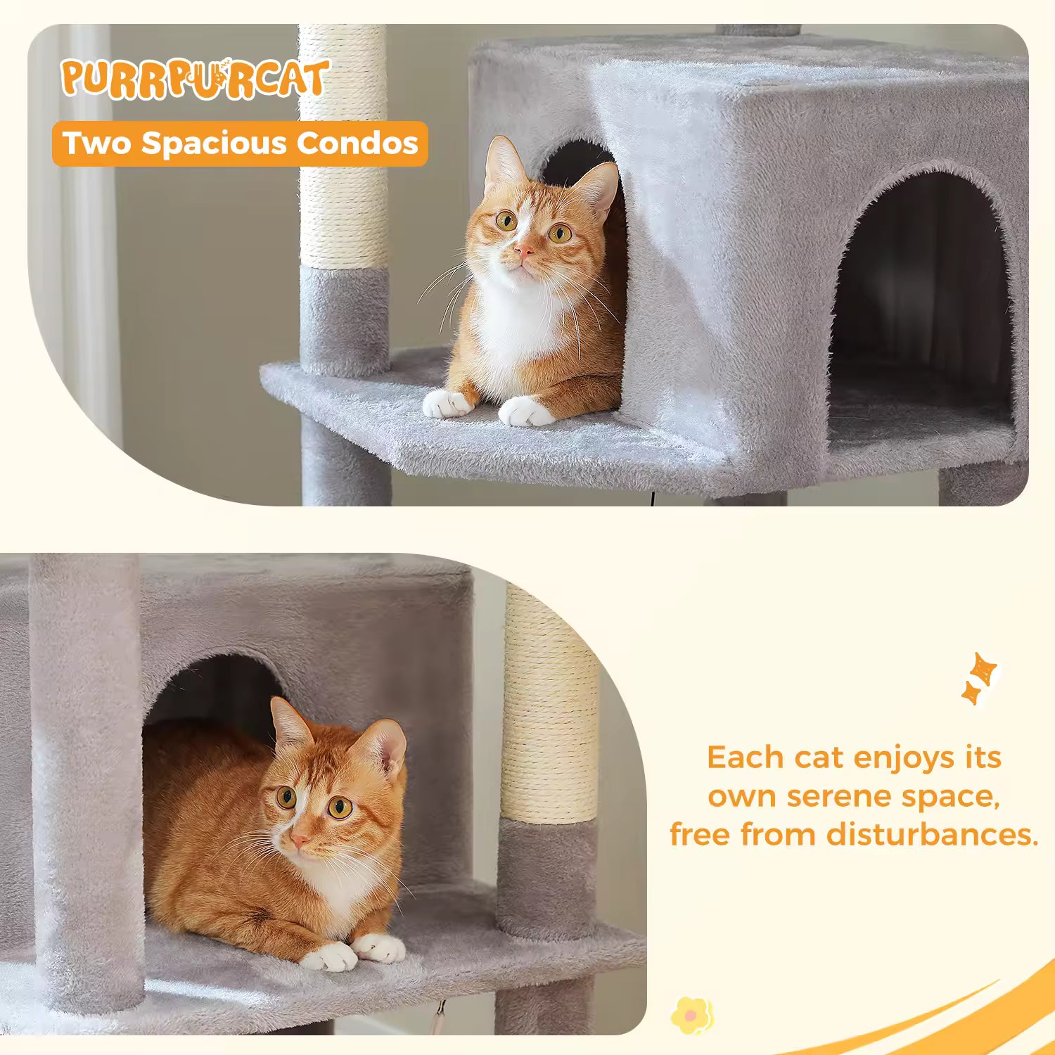 Large Multi-Level Cat Tree for Indoor Cats – Tall Cat Tower with Sisal Scratching Posts, Spacious Cat Condo, Soft Top Perch, Plush Cat Furniture & Toys
