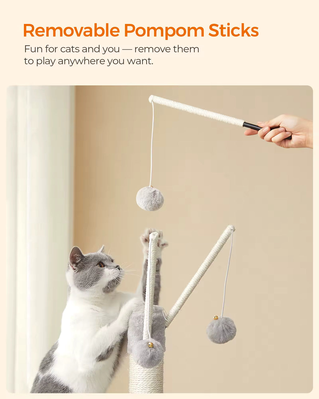 Feandrea Multi-Level Cat Tree 46.5-Inch Indoor Cat Tower with Plush Condo House, Scratching Posts, Ramp & Play Space for Kittens and Adult Cats