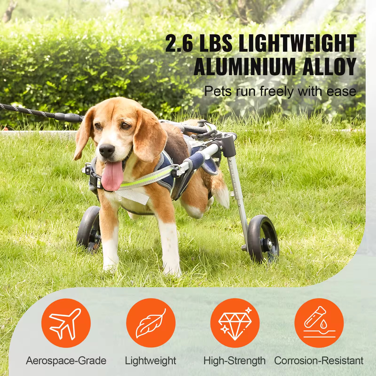 SucceBuy 2-Wheels Dog Wheelchair for Back Legs – Adjustable Pet Mobility Cart for Disabled, Injured, or Paralyzed Dogs with Hind-Leg Weakness