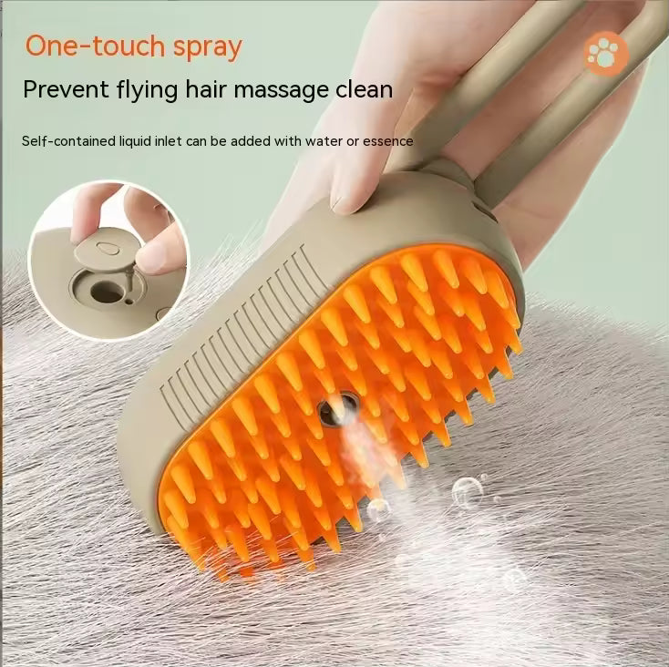 Pet Spray Comb for Cats & Dogs – Hair Removal, Electric Massage Grooming Brush, One-Key Spray, Anti-Flying, Cleans and Soothes Pet Hair