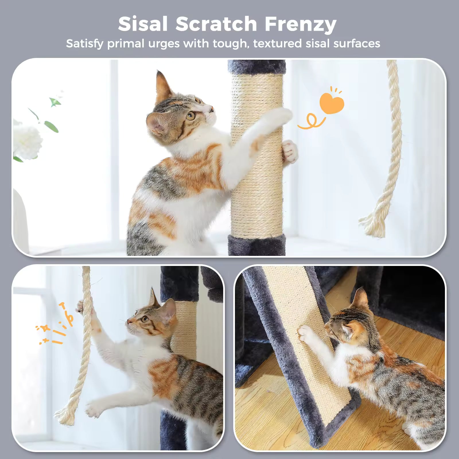 Indoor Multi-Level Cat Tree Tower, Plush Cat Condo with Sisal Scratching Posts, Soft Top Perch, Scratchers & Interactive Toys For cats