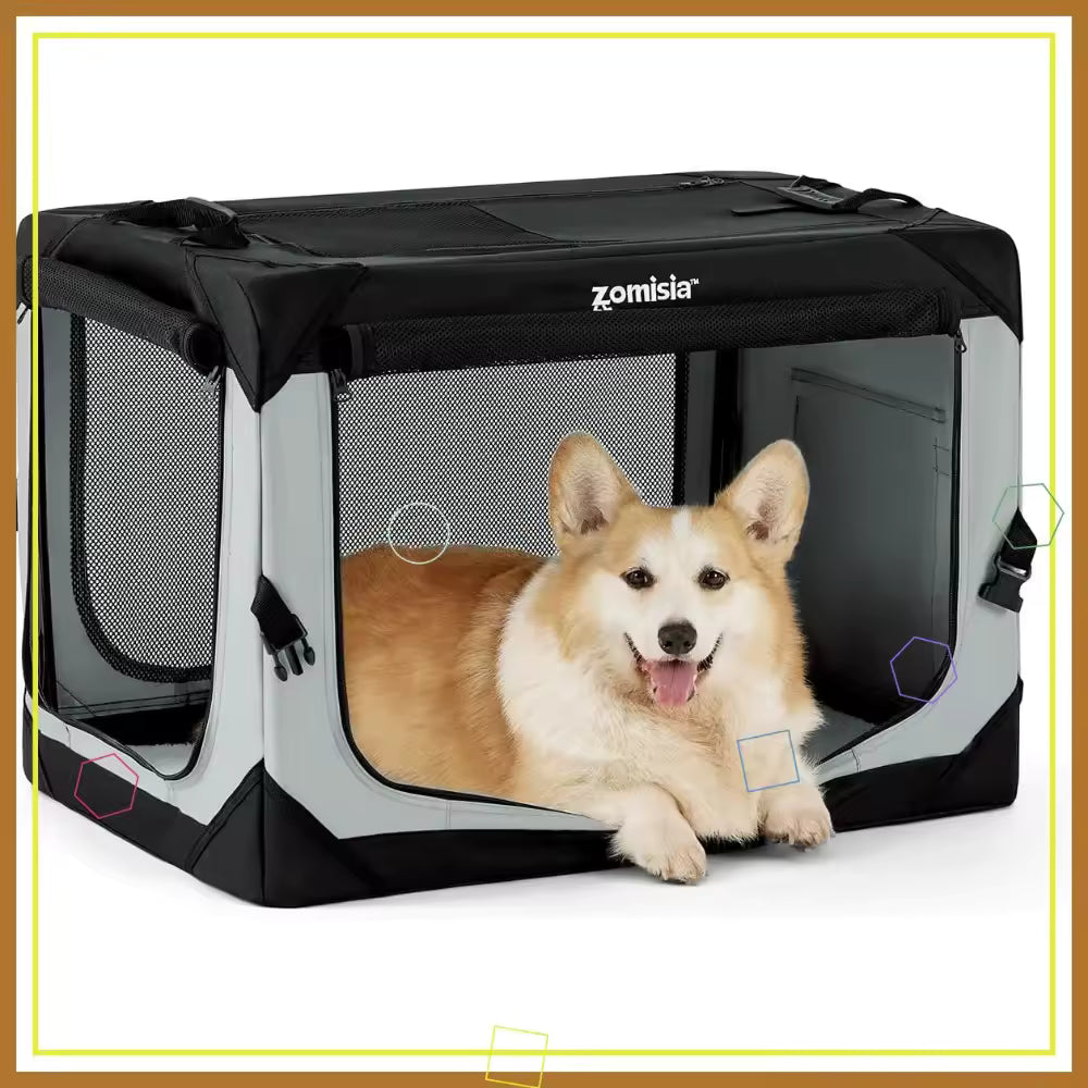 30 Inch Foldable Soft Dog Crate for Medium Dogs Portable Travel Kennel with Breathable Mesh Indoor/Outdoor Pet Carrier