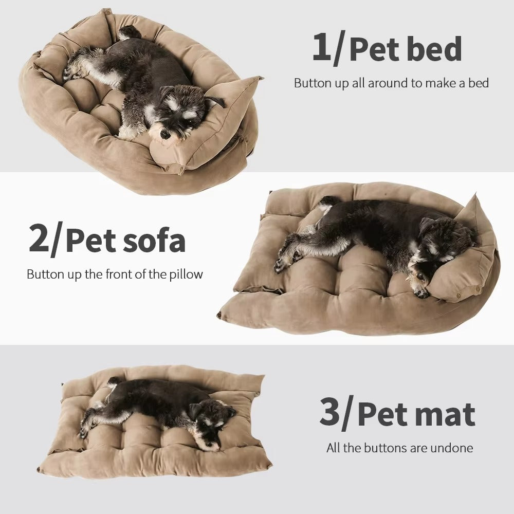 3 in 1 Dog Portable Bed Sofa Soft Comfortable Washable Sleeping Pad for Puppies & Dogs