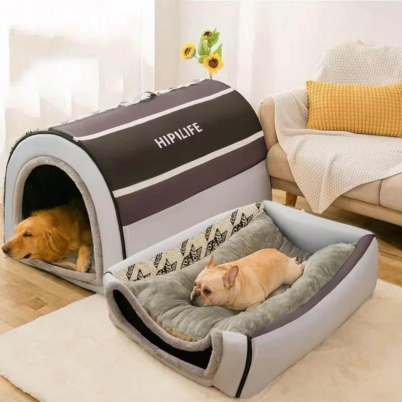 Comfortable Warm Removable Dog House Indoor Pet Shelter, Soft Insulated Dog Bed for Small & Medium Dogs, Washable and Portable