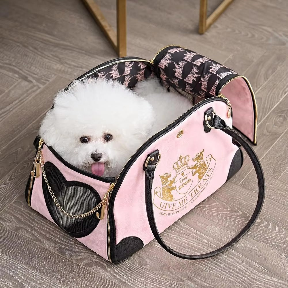 Portable Pink Pet Carrier, Lightweight and Comfortable Cute Travel Bag for Small Dogs, Cats and Puppies