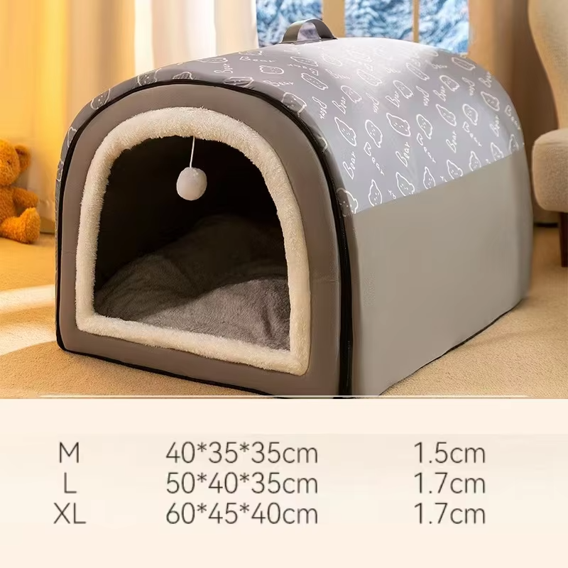 Comfortable Warm Removable Dog House Indoor Pet Shelter, Soft Insulated Dog Bed for Small & Medium Dogs, Washable and Portable
