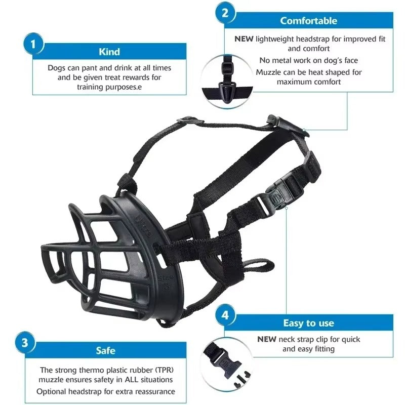 Breathable Dog Basket Muzzle – Comfortable, Adjustable Safety Muzzle for Medium and Large Dogs, Perfect for Training and Outdoor Use