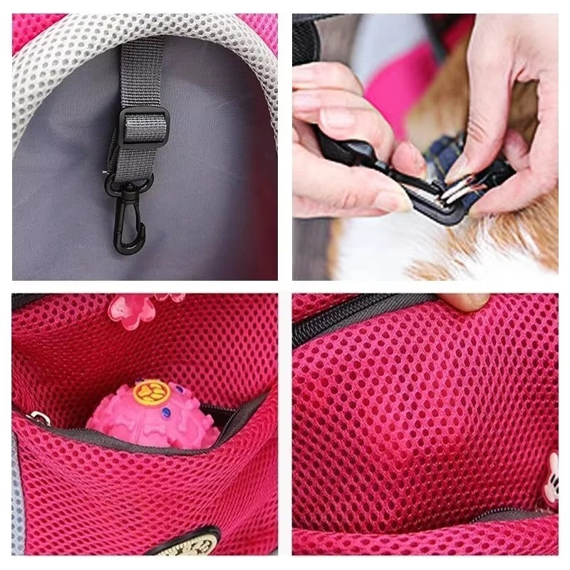 Front Pet Carrier Backpack for Small Dogs & Cats, Breathable, Hands-Free Travel Pack with Safety Straps, Comfortable Travel Design