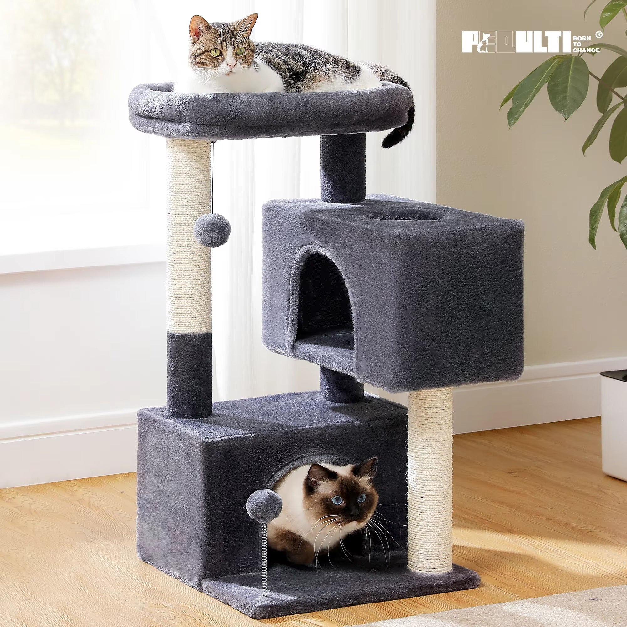 Large Multi-Platform Cat Tree with Multiple Levels, Scratching Posts, Stable Activity Center for Kittens & Adult Cats