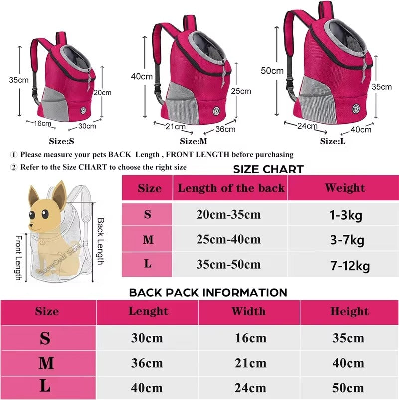 Front Pet Carrier Backpack for Small Dogs & Cats, Breathable, Hands-Free Travel Pack with Safety Straps, Comfortable Travel Design