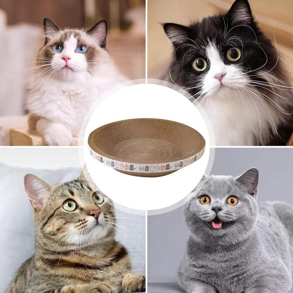 Oval Round Corrugated Cat Scratching Pad, Eco-Friendly Cat Scratcher & Lounge Bed, for Kittens & Adults
