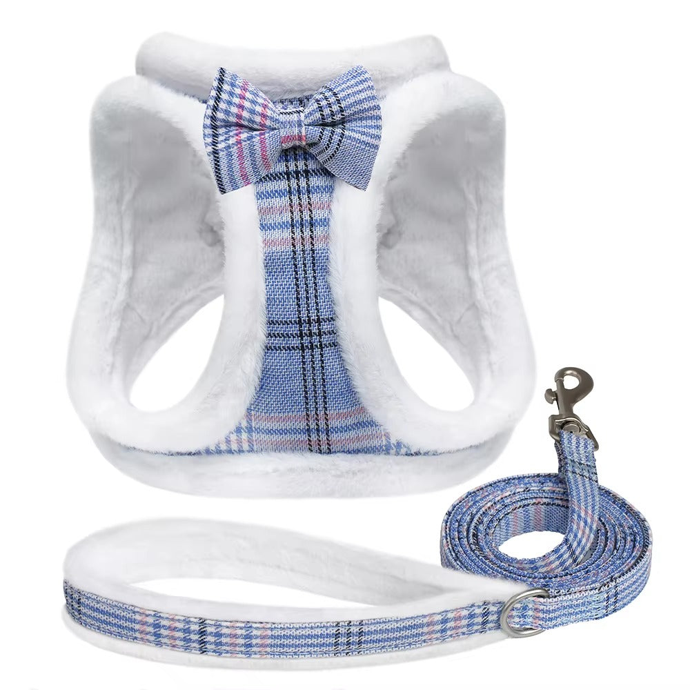 Warm Fur Bow Harness Set