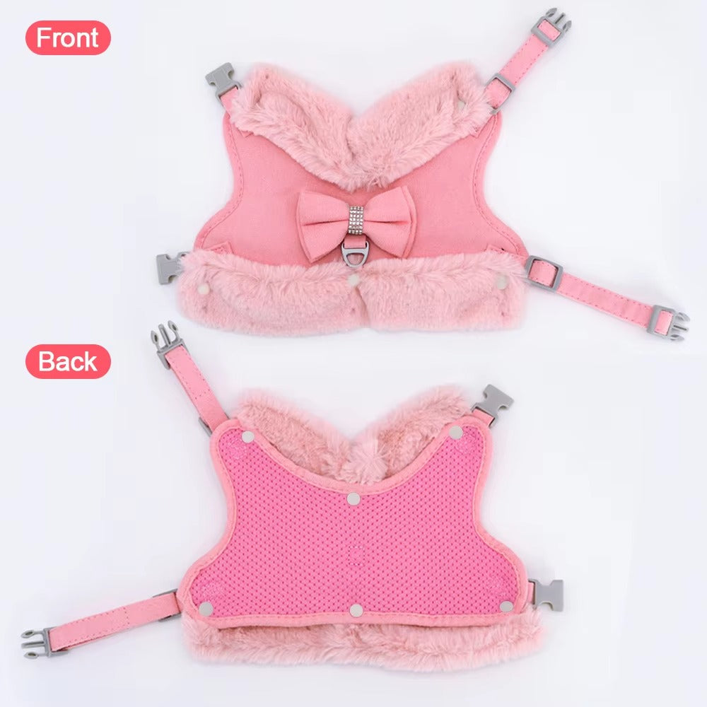 Fur Rhinestone Harness Set