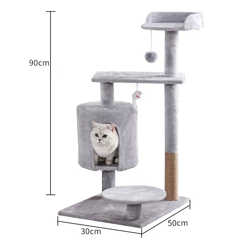 Winter Plush Cat Tree with Scratcher, Multi-Level Cat Tower, Soft Perches, Cozy Condo, Sisal Scratching Posts for Indoor Cats